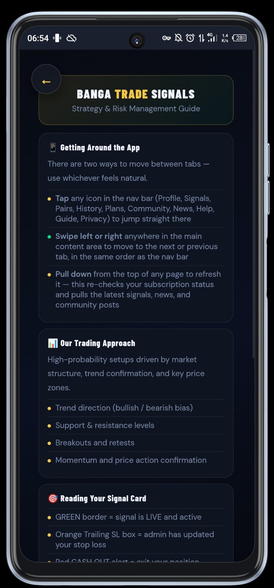 Banga Trades guide screen